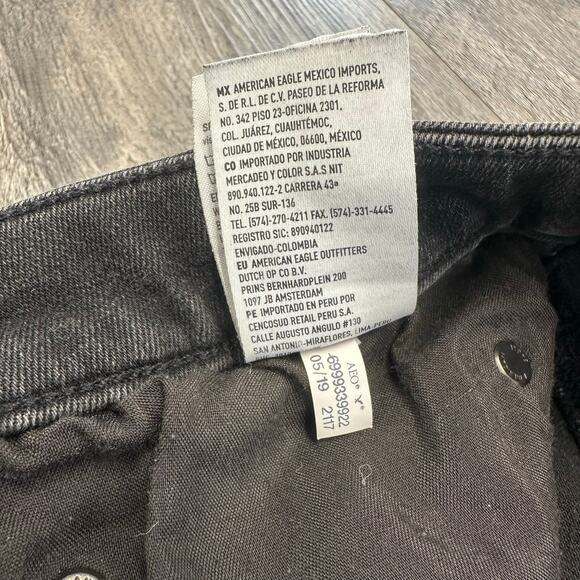 American Eagle Black Women 24 Exposed Buttonfly Wide Flare Leg Bell Jeans 42" - Picture 8 of 14